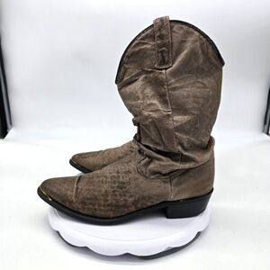 Dingo Shoes Women 9D Leather Slouch Silver Tip Western Cowboy Boots Vintage